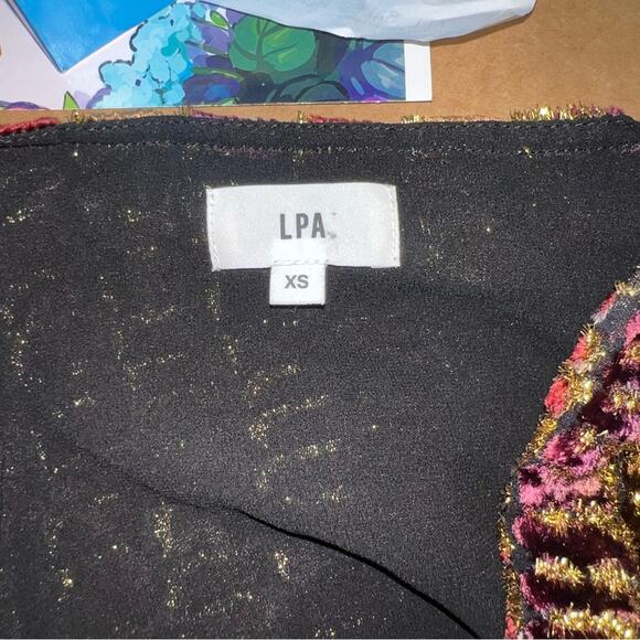 REVOLVE LPA Long Sleeve Dotty Gold Sparkling Multi Colored Wrap Dress 70 XS - Picture 3 of 11